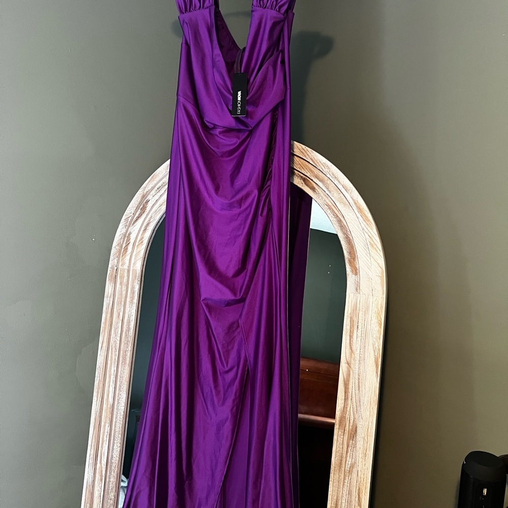 Fashion Nova Purple Halter Maxi Gown